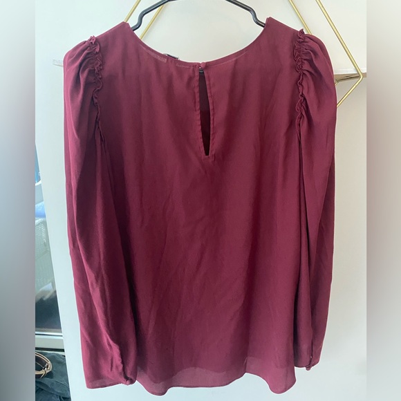 Ann Taylor size small maroon long sleeve with keyhole details - Picture 2 of 3
